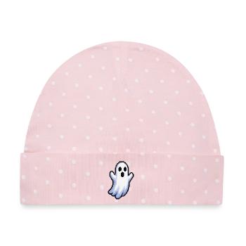 Geister-Pixel: Verspielter Schatten - Baby Premium Organic Mütze - Rosa/Weiße Punkte - Vorne