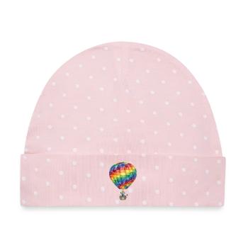Regenbogen-Heißluftballon - Baby Premium Organic Mütze - Rosa/Weiße Punkte - Vorne