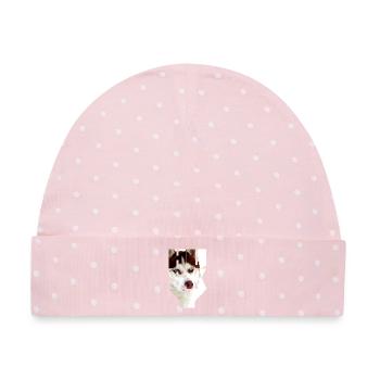 Husky Kupfer rot Kopf im Text - Baby Premium Organic Mütze - Rosa/Weiße Punkte - Vorne