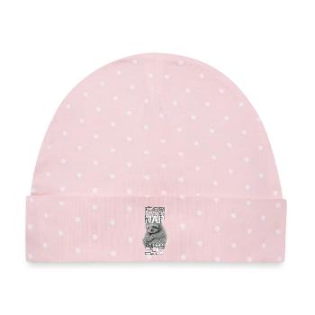 Faultier Power Nap Geschenk - Baby Premium Organic Mütze - Rosa/Weiße Punkte - Vorne