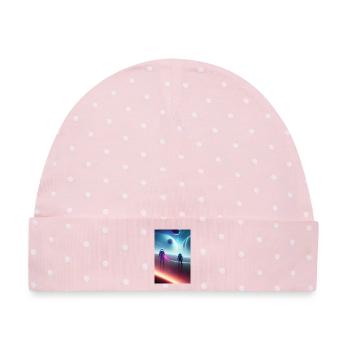 Astronaut, Weltall - Baby Premium Organic Mütze - Rosa/Weiße Punkte - Vorne
