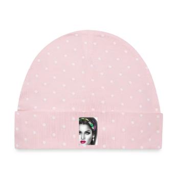 Frau mit Schmuck - Baby Premium Organic Mütze - Rosa/Weiße Punkte - Vorne