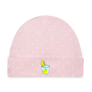 Zitrone - Baby Premium Organic Mütze - Rosa/Weiße Punkte - Vorne