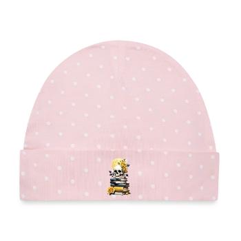Bücherstapel mit Schädel - Baby Premium Organic Mütze - Rosa/Weiße Punkte - Vorne