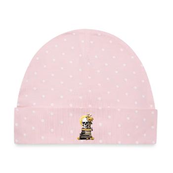 Bücherstapel mit Schädel - Baby Premium Organic Mütze - Rosa/Weiße Punkte - Vorne