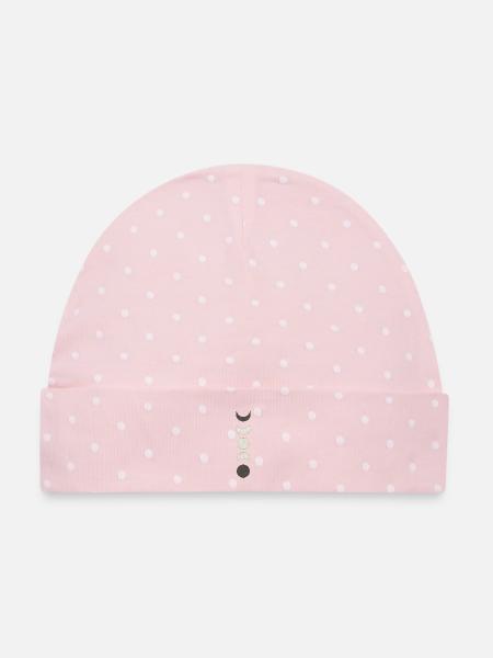 Mondphasen Marmor Muster - Baby Premium Organic Mütze - Rosa/Weiße Punkte