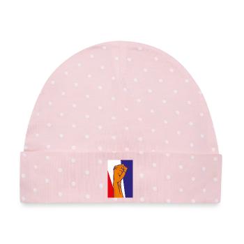 Kampfgeist Faust Illustration - Baby Premium Organic Mütze - Rosa/Weiße Punkte - Vorne