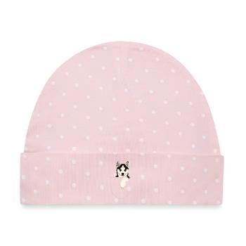 Husky im Taschen-Design - Taschenhund - Baby Premium Organic Mütze - Rosa/Weiße Punkte - Vorne