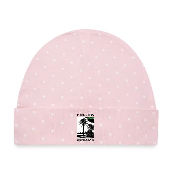 Palmengesichter im Schwarzweißstil - Baby Premium Organic Mütze - Rosa/Weiße Punkte - Vorne