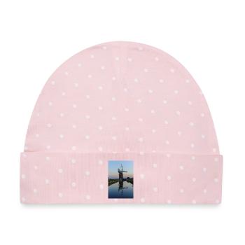 Windmühle am ruhigen Kanal - Baby Premium Organic Mütze - Rosa/Weiße Punkte - Vorne