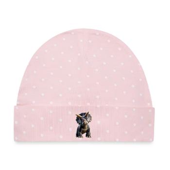 Triceratops Dinosaurier Dinos Triceratops Dino - Baby Premium Organic Mütze - Rosa/Weiße Punkte - Vorne