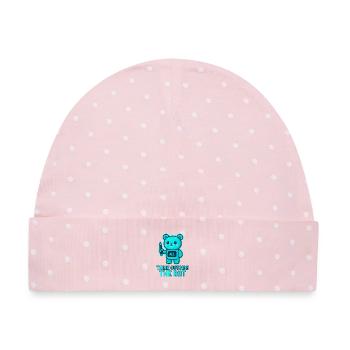Think Outside the Bot Bär AI - Baby Premium Organic Mütze - Rosa/Weiße Punkte - Vorne