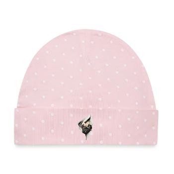 Mops - Baby Premium Organic Mütze - Rosa/Weiße Punkte - Vorne