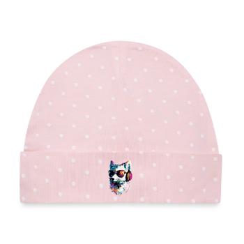 Polarfuchs Schneefuchs Eisfuchs Süßer Weißer Fuchs - Baby Premium Organic Mütze - Rosa/Weiße Punkte - Vorne