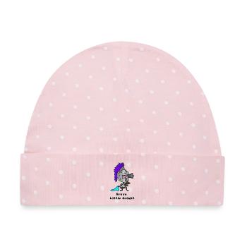 Brave Little Knight - Cute Hero Design - Baby Premium Organic Mütze - Rosa/Weiße Punkte - Vorne