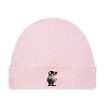 Schneeeule Weiße Eule Kauz Uhu Owl Schnee Eulen - Baby Premium Organic Mütze - Rosa/Weiße Punkte - Vorne