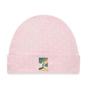 Skiing Snowman - Baby Premium Organic Mütze - Rosa/Weiße Punkte - Vorne