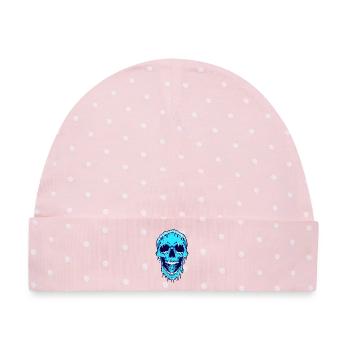 Schmelzender Blauschädel - Baby Premium Organic Mütze - Rosa/Weiße Punkte - Vorne