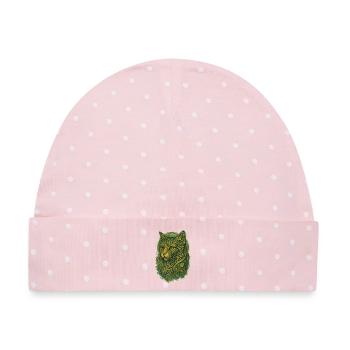 Barocke filigrane Zierkatze - Baby Premium Organic Mütze - Rosa/Weiße Punkte - Vorne