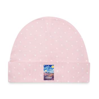 Chiba Japan - Baby Premium Organic Mütze - Rosa/Weiße Punkte - Vorne