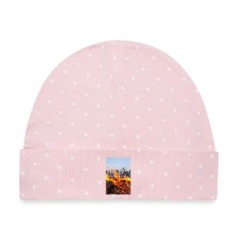 Flammeninferno Osterfeuer Motiv Poster - Baby Premium Organic Mütze - Rosa/Weiße Punkte - Vorne