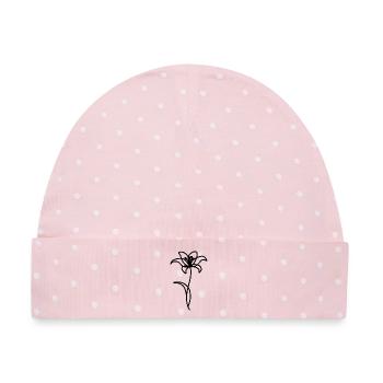 Minimalistische Lilie - Baby Premium Organic Mütze - Rosa/Weiße Punkte - Vorne