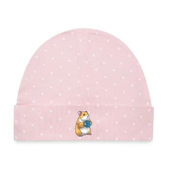 Hamster Kaffee Tasse - Baby Premium Organic Mütze - Rosa/Weiße Punkte - Vorne