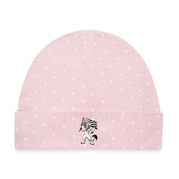 Hermelin-Rebellenmänner - Baby Premium Organic Mütze - Rosa/Weiße Punkte - Vorne