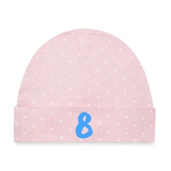 8 - Baby Premium Organic Mütze - Rosa/Weiße Punkte - Vorne
