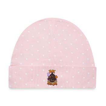 Fledermaushaartag, lustige Halloween-Fledermaus, schlechter Haartag - Baby Premium Organic Mütze - Rosa/Weiße Punkte - Vorne