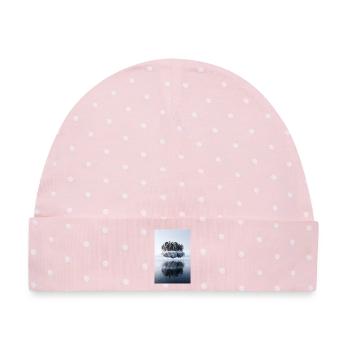 Spiegelung der gefrorenen Insel - Baby Premium Organic Mütze - Rosa/Weiße Punkte - Vorne