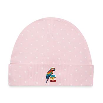 Papagei – Bunt statt braun - Baby Premium Organic Mütze - Rosa/Weiße Punkte - Vorne