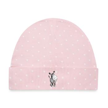 Fröhlicher Esel - Tier - Baby Premium Organic Mütze - Rosa/Weiße Punkte - Vorne