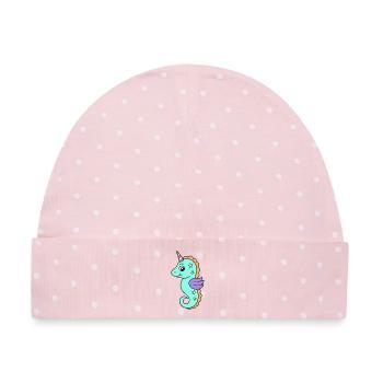 Seepferd Seepferdchen - Baby Premium Organic Mütze - Rosa/Weiße Punkte - Vorne