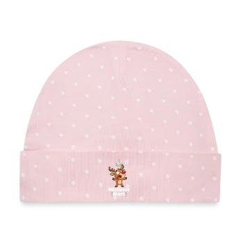 Rentier mit Mistelzweig - Baby Premium Organic Mütze - Rosa/Weiße Punkte - Vorne