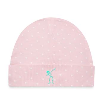 Skelett Dab Dabbing - Baby Premium Organic Mütze - Rosa/Weiße Punkte - Vorne