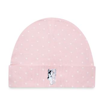 Husky Portrait Schrift - Baby Premium Organic Mütze - Rosa/Weiße Punkte - Vorne