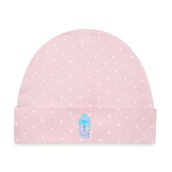 Blumenrahmen-Mädchen Silhouette - Baby Premium Organic Mütze - Rosa/Weiße Punkte - Vorne