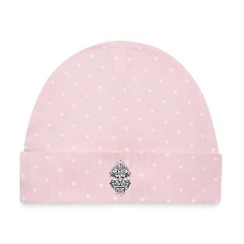 Schwarz-Weißer geometrischer Löwe - Baby Premium Organic Mütze - Rosa/Weiße Punkte - Vorne