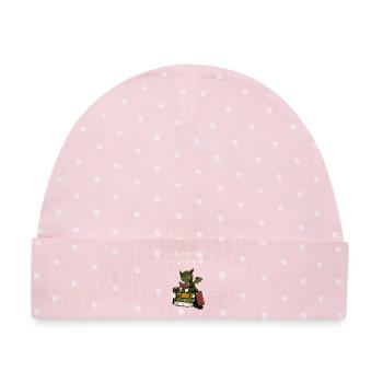 Drachenleser im Bücherstapel - Baby Premium Organic Mütze - Rosa/Weiße Punkte - Vorne