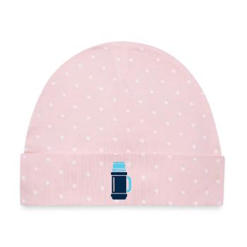Isolierflasche Wander Logo - Baby Premium Organic Mütze - Rosa/Weiße Punkte - Vorne