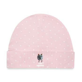 I hate Christmas Schaf - Weihnachtsmuffel Geweih - Baby Premium Organic Mütze - Rosa/Weiße Punkte - Vorne