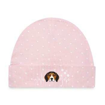 Herzschlaghund Beagle - Baby Premium Organic Mütze - Rosa/Weiße Punkte - Vorne