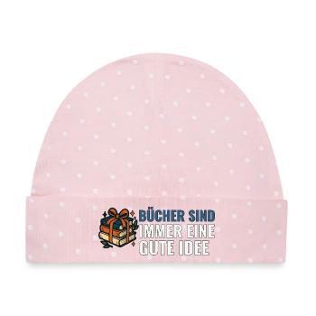 Bücher sind immer eine gute Idee. - Baby Premium Organic Mütze - Rosa/Weiße Punkte - Vorne