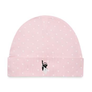 DJane Lady Liberty mit Kopfhörer - Baby Premium Organic Mütze - Rosa/Weiße Punkte - Vorne
