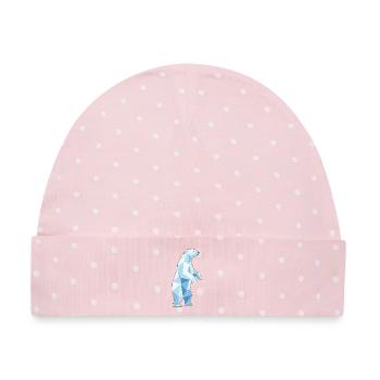 Stehender Poly Stil Eisbär - Baby Premium Organic Mütze - Rosa/Weiße Punkte - Vorne