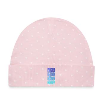 Beten, hart arbeiten, hart arbeiten - Baby Premium Organic Mütze - Rosa/Weiße Punkte - Vorne