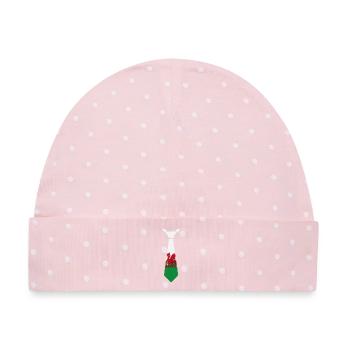 Walisisches Drachenkrawatten-Grün-Weiß-Thema - Baby Premium Organic Mütze - Rosa/Weiße Punkte - Vorne