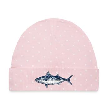 Ornamentale Fischillustration für Marine Dekor - Baby Premium Organic Mütze - Rosa/Weiße Punkte - Vorne