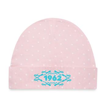 Geschenkidee 1962 - Baby Premium Organic Mütze - Rosa/Weiße Punkte - Vorne